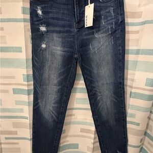 Women's Distressed Blue Jeans